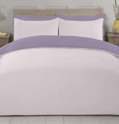 NightComfort Duvet Cover Set Plain Reversible Polycotton Pink/Purple Single - thumbnail 4