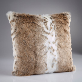 Tan Lynx Faux Fur Cushion - Large