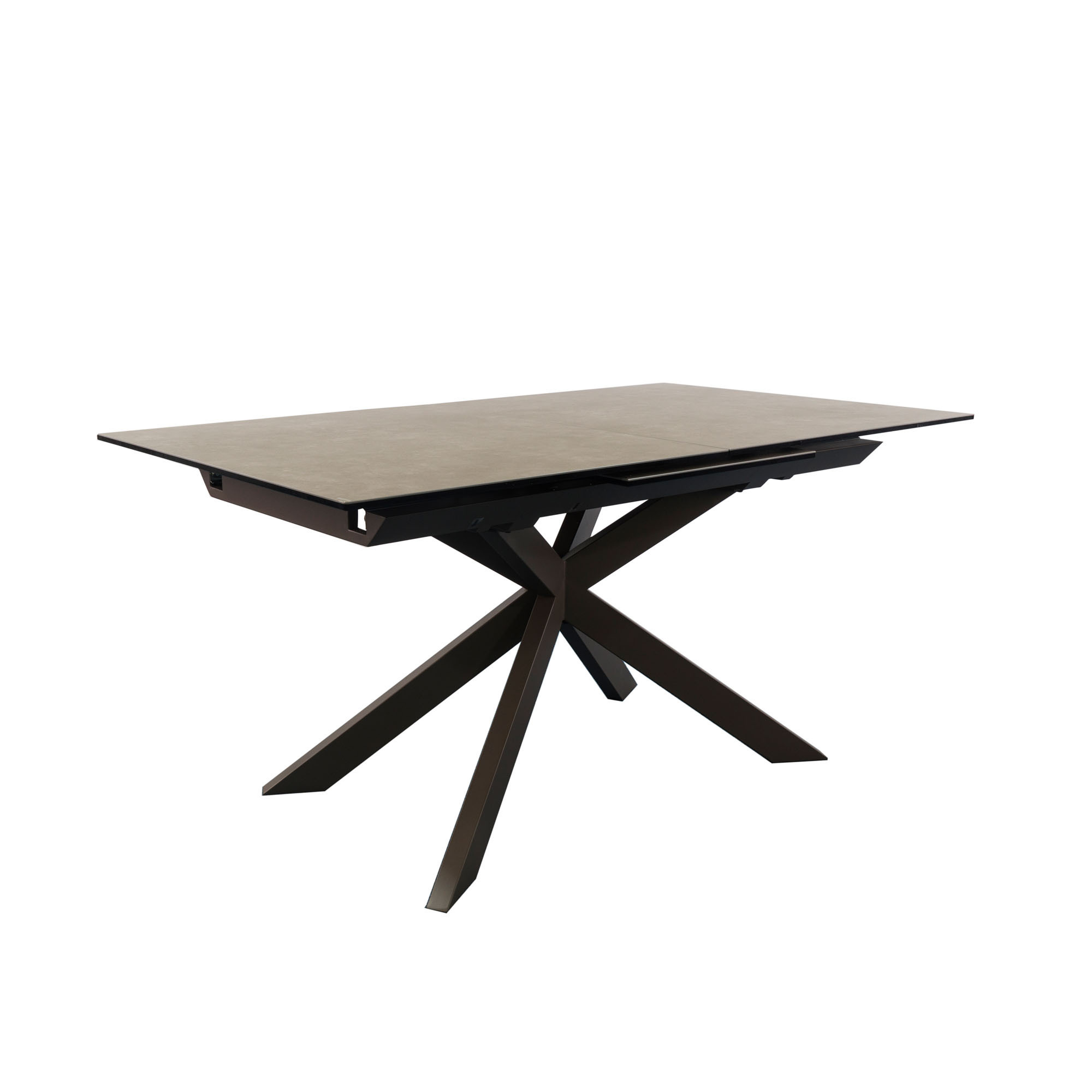 Atminda extendable table, porcelain and steel legs with a brown finish, 160 (210) x 90 cm