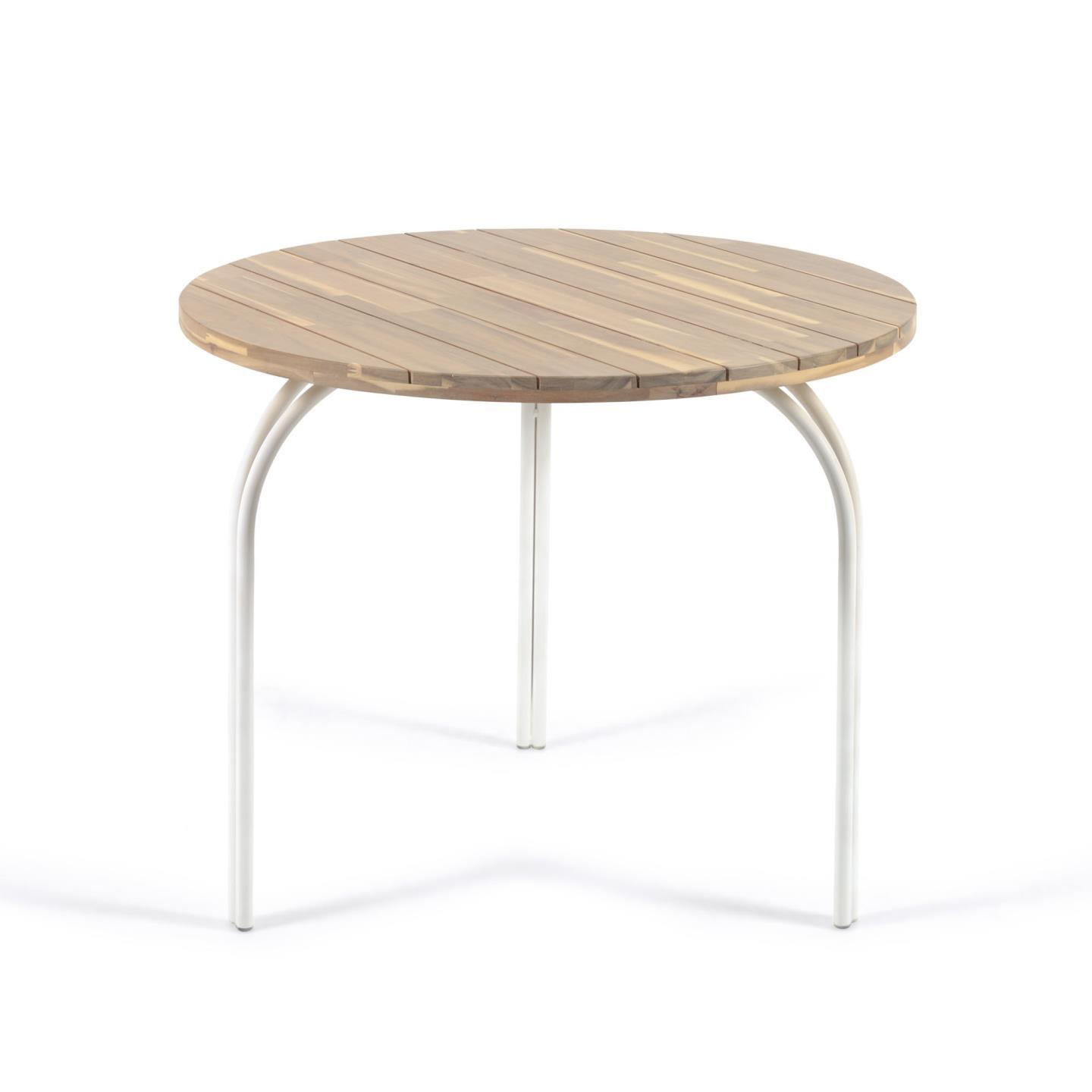 Cailin round table in solid 100% FSC acacia wood with steel legs in white Ø 90 cm