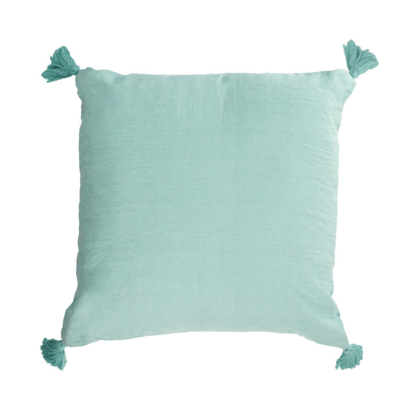 Eirenne cotton and linen cushion cover in turquoise 45 x 45 cm