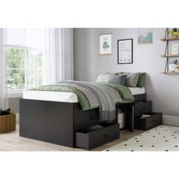 Single Multi 4 Drawer Cabin Bed, Black - thumbnail 3