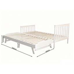 Jinsen Single Bed Frame with Trundle / Guest Bed, White - thumbnail 3
