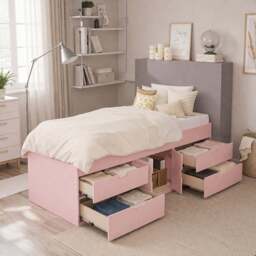 Multi Drawer Single 3ft Cabin Bed Frame, Pink - thumbnail 2