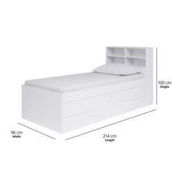 Multi 4 Drawer Single Cabin Bed with Bookcase, White - thumbnail 2