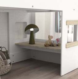 Single Mid Sleeper with Under Desk, White Oak Effect - thumbnail 3