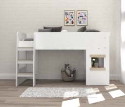 Single Mid Sleeper with Under Desk, White Oak Effect - thumbnail 2