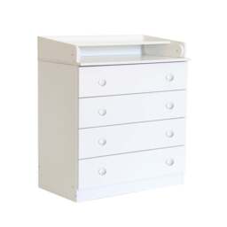 1580 Baby 4 Drawer Changing Unit with Changing Board, White - thumbnail 3
