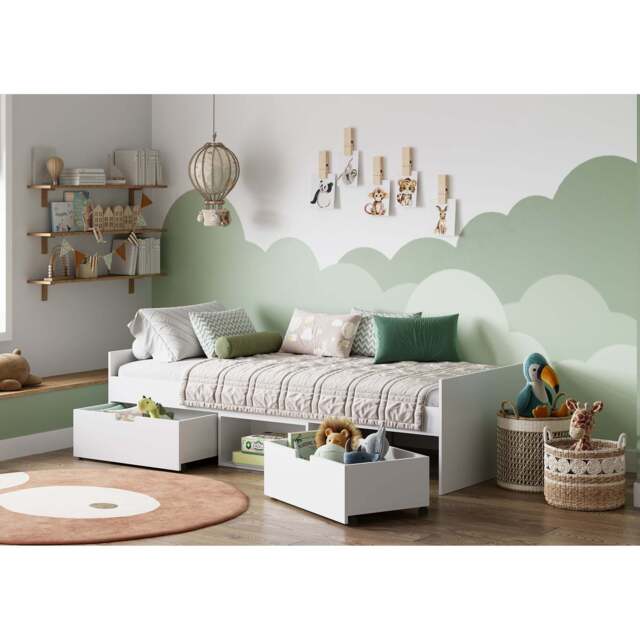 Flash Single Cabin Bed with 2 Drawers, White - image 1
