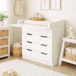 1580WCO Baby 4 Drawer With Changing Board/Storage, White - thumbnail 3