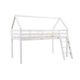 Jinsen Mid Sleeper Single Bed Frame, White - thumbnail 2