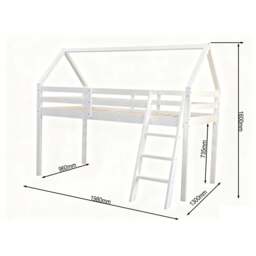 Jinsen Mid Sleeper Single Bed Frame, White - thumbnail 4