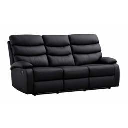 3 Seater Manual Recliner Sofa, Black - thumbnail 2