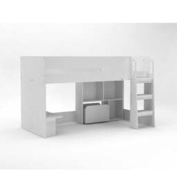 Single Mid Sleeper with Desk, Bookcase & Toybox, White - thumbnail 3