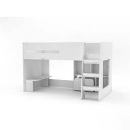 Single Mid Sleeper with Desk, Bookcase & Toybox, White - thumbnail 1
