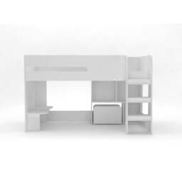 Single Mid Sleeper with Desk, Bookcase & Toybox, White - thumbnail 2
