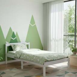 Jinsen Single Bed Frame, White - thumbnail 1