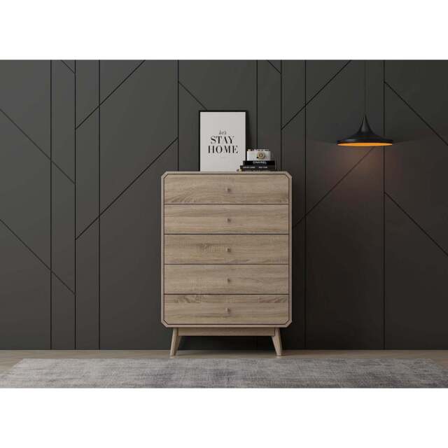 BR15 5 Drawer Chest, Light Oak - image 1