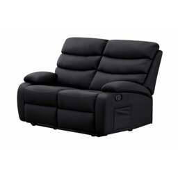 2 Seater Manual Recliner Sofa, Black - thumbnail 2