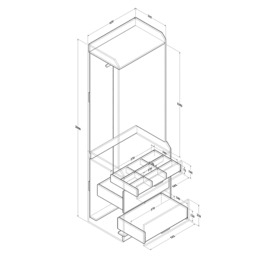 3 Drawer Open Wardrobe, White - thumbnail 4