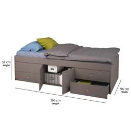 Single Multi 4 Drawer Cabin Bed, Grey - thumbnail 4