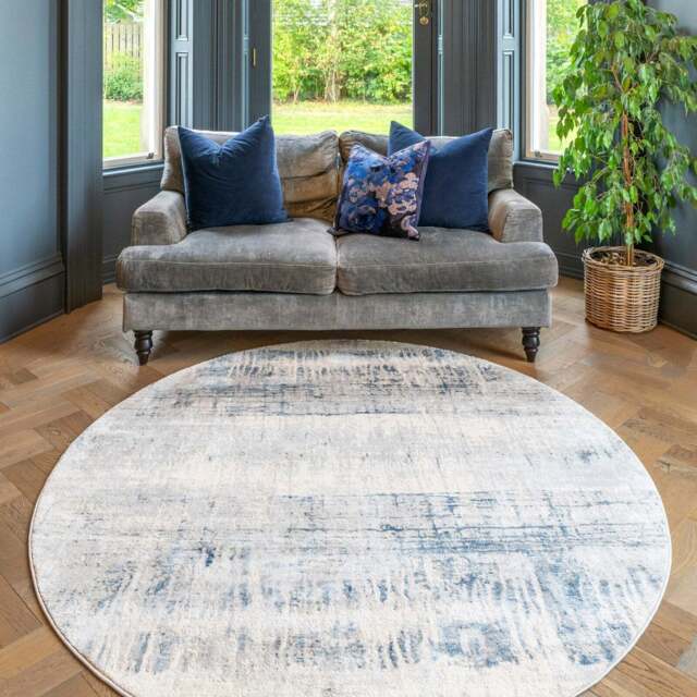 Soft Blue Abstract Circle Rug - Bedtime - Ludlow - 190cm x 190cm Circle