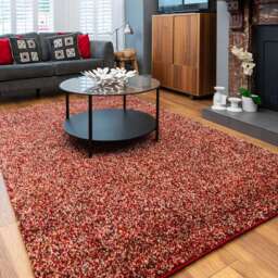Burnt Orange Mottled Shaggy Living Room Rug - Alder - 80cm x 150cm