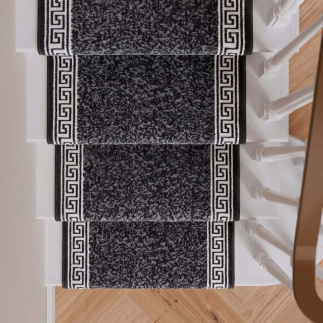 Black Border Stair Carpet Runner - Cut to Measure - Scala - 1ft