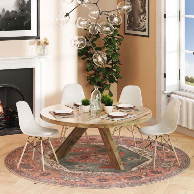 Flatwoven Washable Distressed Terracotta Circle Rug - Renuu - 180cm x 180cm Circle