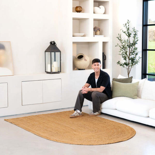 Handwoven Brown Jute Arched Rug - Kaya - Peter Irvine - 160cm x 230cm
