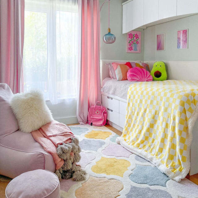 Colourful Pastel Trellis Area Room Rug - Topaz - 60cm x 110cm