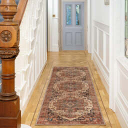 Soft Washable Terracotta Medallion Runner - Verity - Soft Washable - 60cm x 240cm Runner