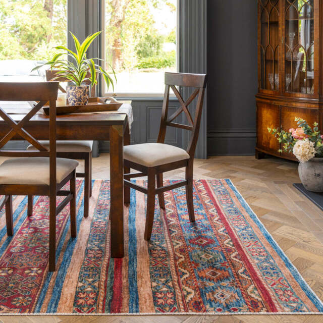 Washable Looped Multicolour Boho Rug - Alia - Washable Alpaca - 80cm x 150cm