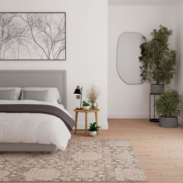 Neutral Floral Living Room Rug - Leonie - Ikaro - 120cm x 170cm