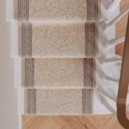 Cream Bordered Stair Carpet Runner - Cut to Measure - Scala - 1ft