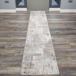Modern Gold Abstract Distressed Hall Runner Rugs - Hatton - 60cm x 240cm Runner