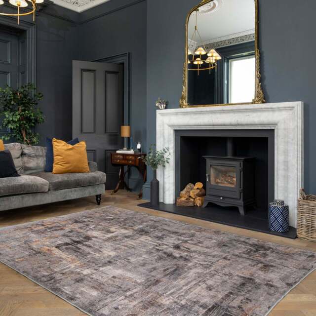 Soft Washable Abstract Grey Rug - Tara - Soft Washable - 80cm x 150cm