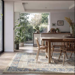 Soft Washable Floral Print Rug - Augusta - Soft Washable - 80cm x 150cm