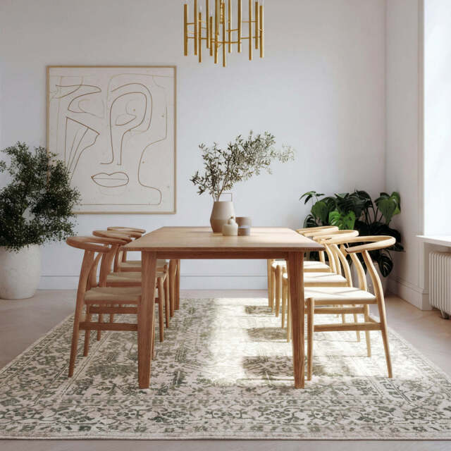 Sage Green Vintage Area Rug - Isadora - Oscar - 80cm x 150cm