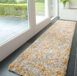 Soft Mottled Gold Grey Shaggy Runner Rug - Kinsale - 60cm x 240cm Runner