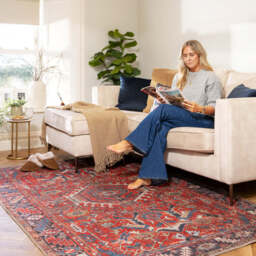 Washable Red Kazak Style Rug - Rudd - Everyday - 80cm x 150cm