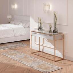 Traditional Distressed Beige Runner Rug - Hatton - 60cm x 240cm Runner