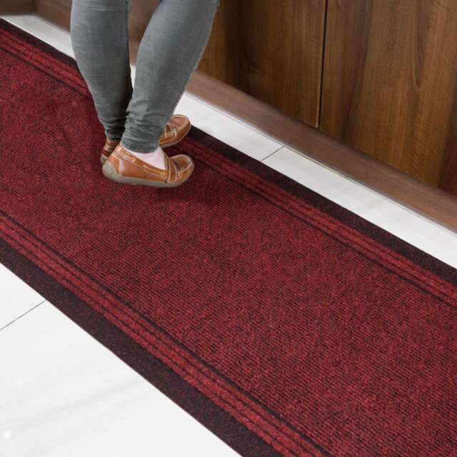 Red Hard Wearing Runner Rugs - Concorde - 1ft