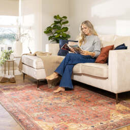 Kashan Washable Terracotta Rug - Viv - Everyday - 80cm x 150cm
