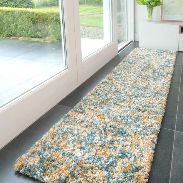 Soft Mottled Multicolour Shaggy Runner Rug - Kinsale - 60cm x 240cm Runner