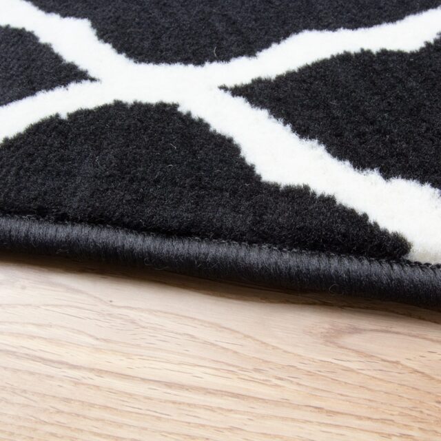 Black Moroccan Trellis Runner Rug - Milan - 60cm x 240cm Runner