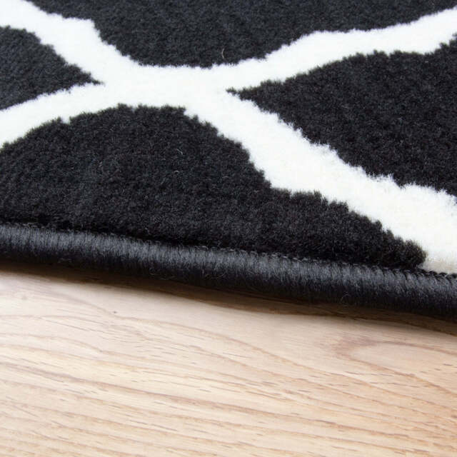 Black Moroccan Trellis Runner Rug - Milan - 60cm x 240cm Runner