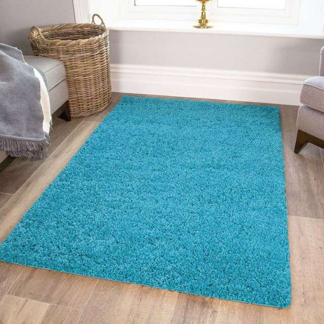 Super Soft Teal Blue Shaggy Rug - Vancouver - 80cm x 150cm