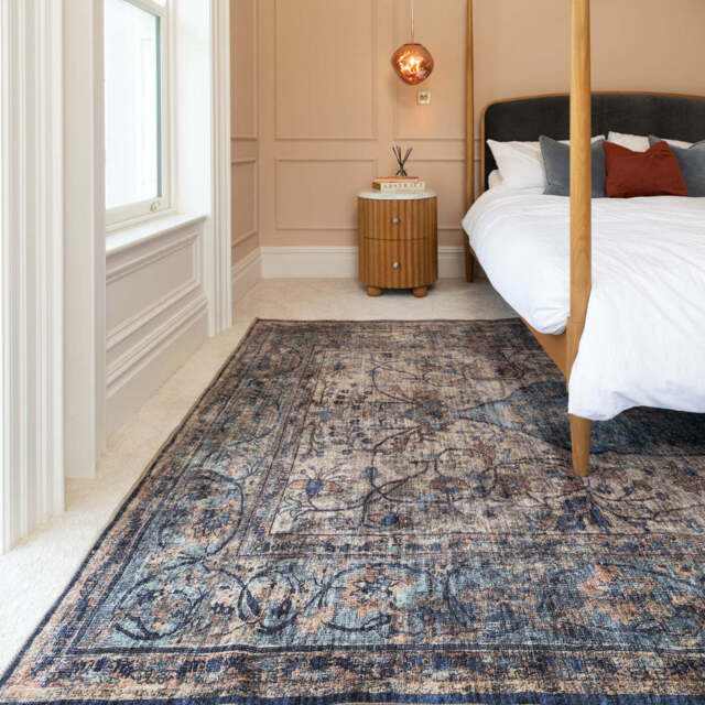 Soft Washable Blue Regency Rug - Dorothea - Soft Washable - 80cm x 150cm