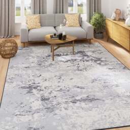 Washable Grey Tone Distressed Area Rug - Thea - Verona - 50cm x 80cm